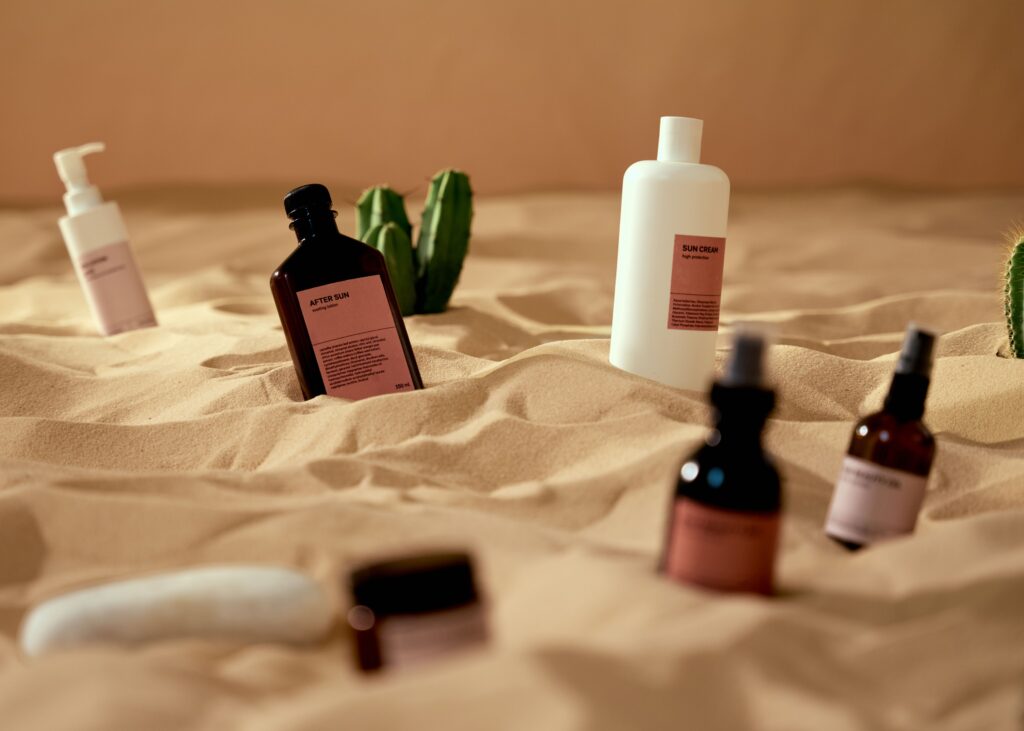 cluttered skincare shelf with too many products before simplifying skincare routine order