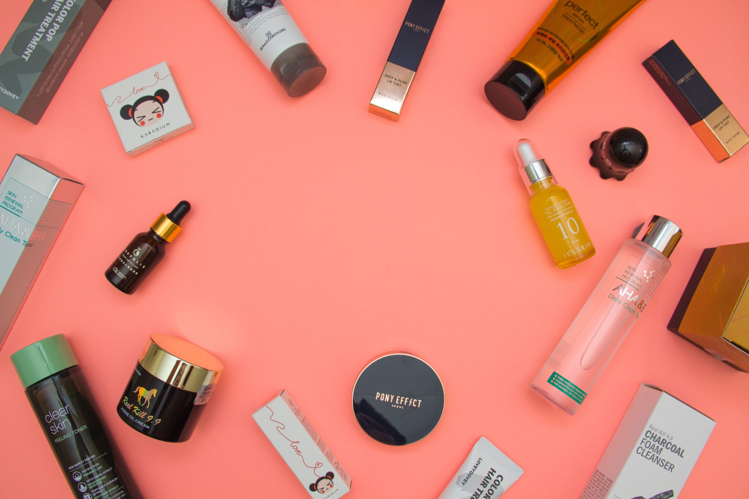 cluttered skincare shelf with too many products before simplifying skincare routine order
