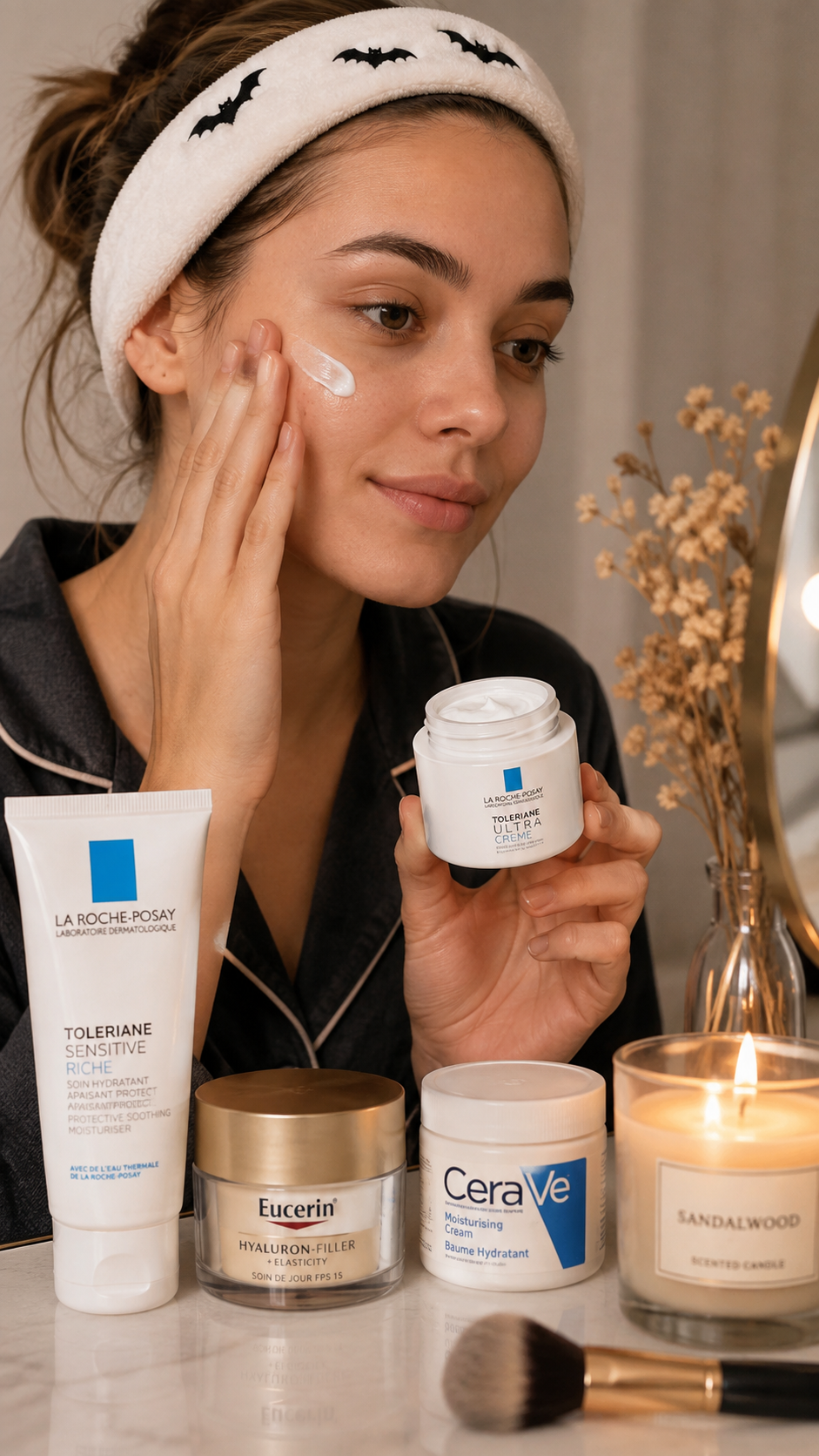 Moisturizing skin before Halloween makeup application