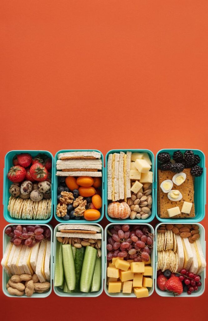 Back to school lunchbox organization with compartmentalized bento box